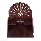 Om Shree Fully Handmade Beautiful Wooden Home and Office Temple/Pooja Mandir(28 x 28 x 26 cm) (Dark Brown 2)