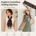SANNIDHI® Neck Tie Hair Scarf for Women Printed Satin Silk Feel Purse Scarf for Handbags Wrist Styling Accessory for Daily Use Formal Party Office