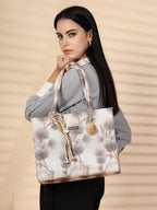 ENSAC Printed Tote Bag With Tessel for Women & Girls | Large Canvas Shoulder Bag with double handle, Stylish Designer Handbag, Spacious, Lightweight, Perfect for Office, College & Shopping Use