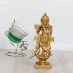 ARTVARKO Brass Krishna Kishan Makhan Chor Laddoo Gopal Thakurji Murti Idol Statue Sculpture for Home Office Temple Puja Gift 6 Inches