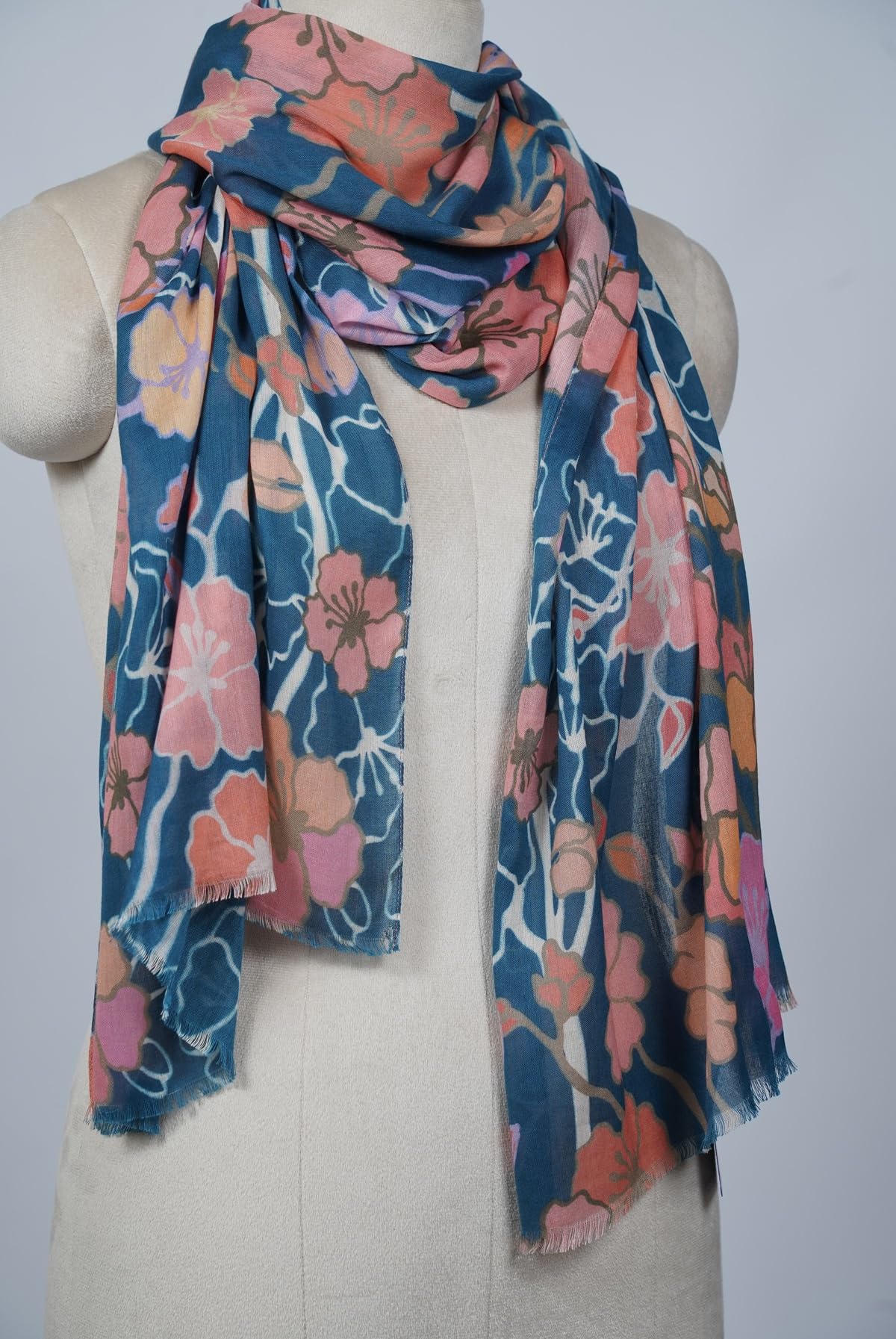 VIC Cotton Modal Digital Print Scarf for Women | Digital Print Designer Stole | Soft Lightweight Luxury Wrap | Premium Cotton Modal Blend | 55 x 170 cm | VIC-SM-DP5517 (Floral Elegance)