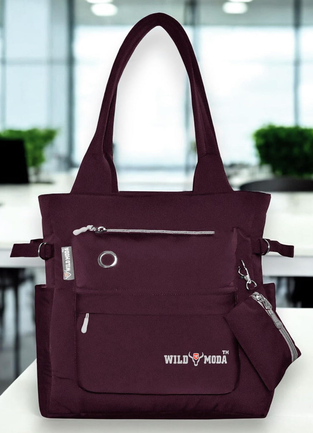 WILD MODA College and Office Tote Bag for Girls and Women (Purple)