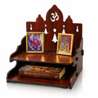 Zesta Wooden Mandir for Home Big Size | DIY Pooja Mandir with LED Spot Light | Devghar Cabinet for Living Room or Office | Wall Mounted Pooja Unit for Home (Temple with 2 Steps)