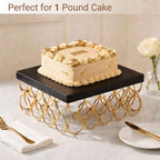 DSH Metal Cake Stand Square Cake Cutting Display Stand Multipurpose for Birthday and Wedding Party Suitable for 1 Pound Cake Small Black