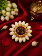 Surya Traditional Jasmine Floral Kemp Handmade Hair Clip for Women | Gajra Style Centre Clip for Bun & Juda | Bridal Wedding Festival Hair Decoration | White Flowers