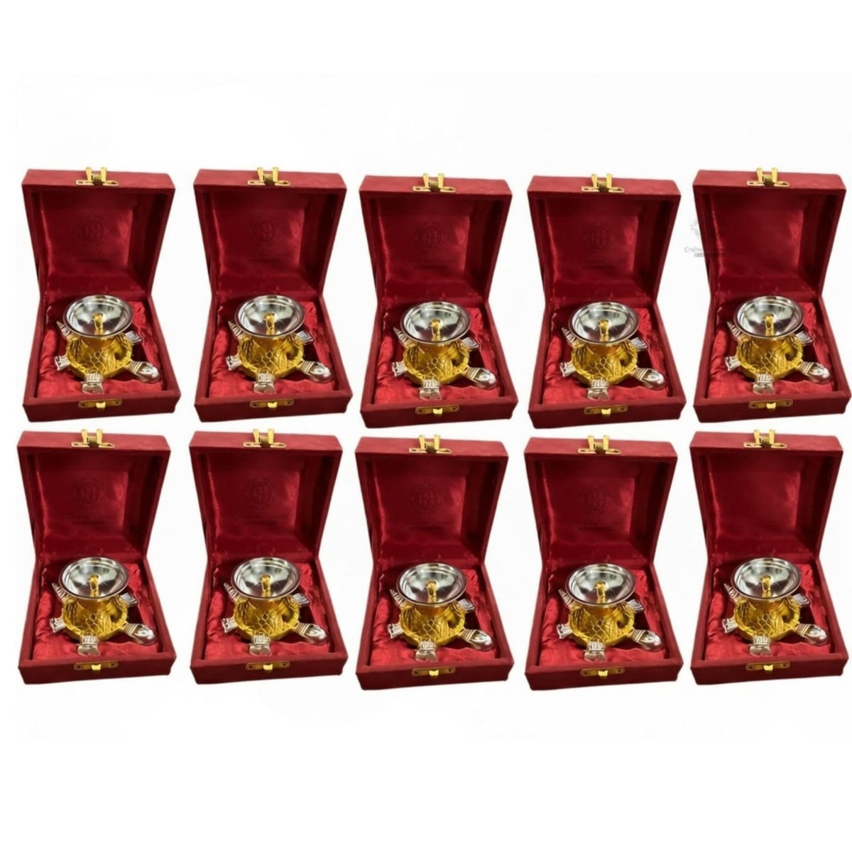 DSH Tortoise Diya for Puja with Velvet Box Tortoise Oil Lamp Diya Deepam Deepak for Pooja Return Gifting.( LM-DYA-TRTOISE-DT ) (10)