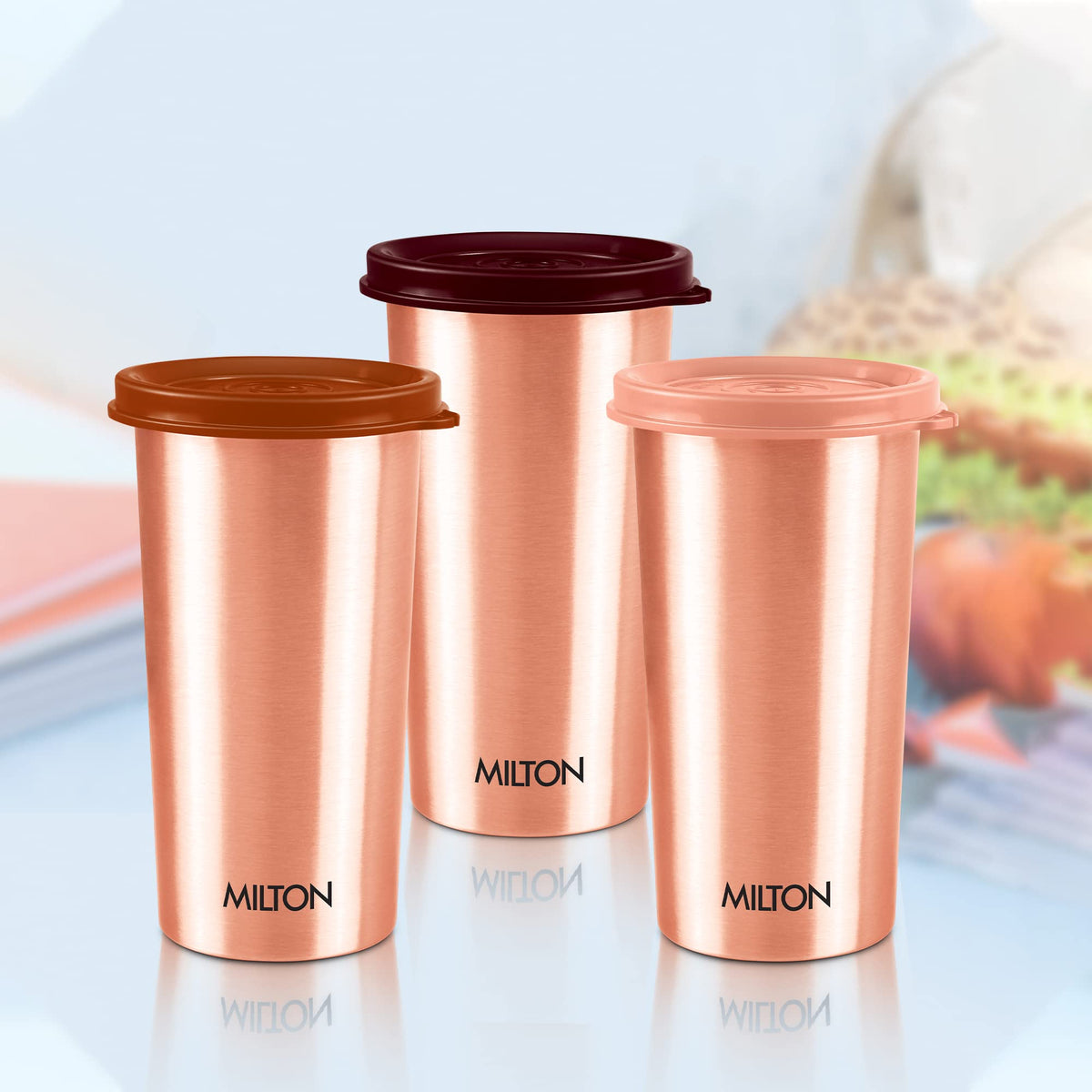 MILTON Copper Tumbler with Lid, 480ml, 100% Pure Copper, BPA Free, Leak Proof, Office, Boosts Immunity, Supports Digestive & Liver Health, Ayurveda Inspired