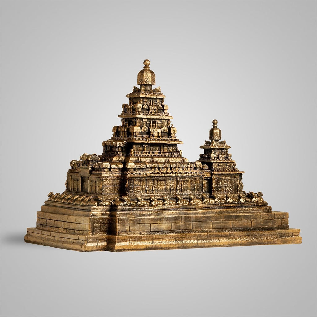 SILAII Mahabalipuram Shore Temple Showpiece – 5 Inch, Antique Bronze | Ideal for Study Table, Living Room, Office Decor & Gifting