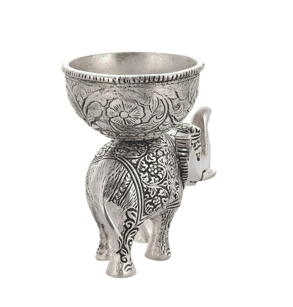 KridayKraft Metal Elephant Dry Fruit Bowl Showpiece Silver Polish for Your Home,Office Table Decorative,Elephant Showpiece Bowl Set (2 Pcs) for Gift,Animal Figurines...