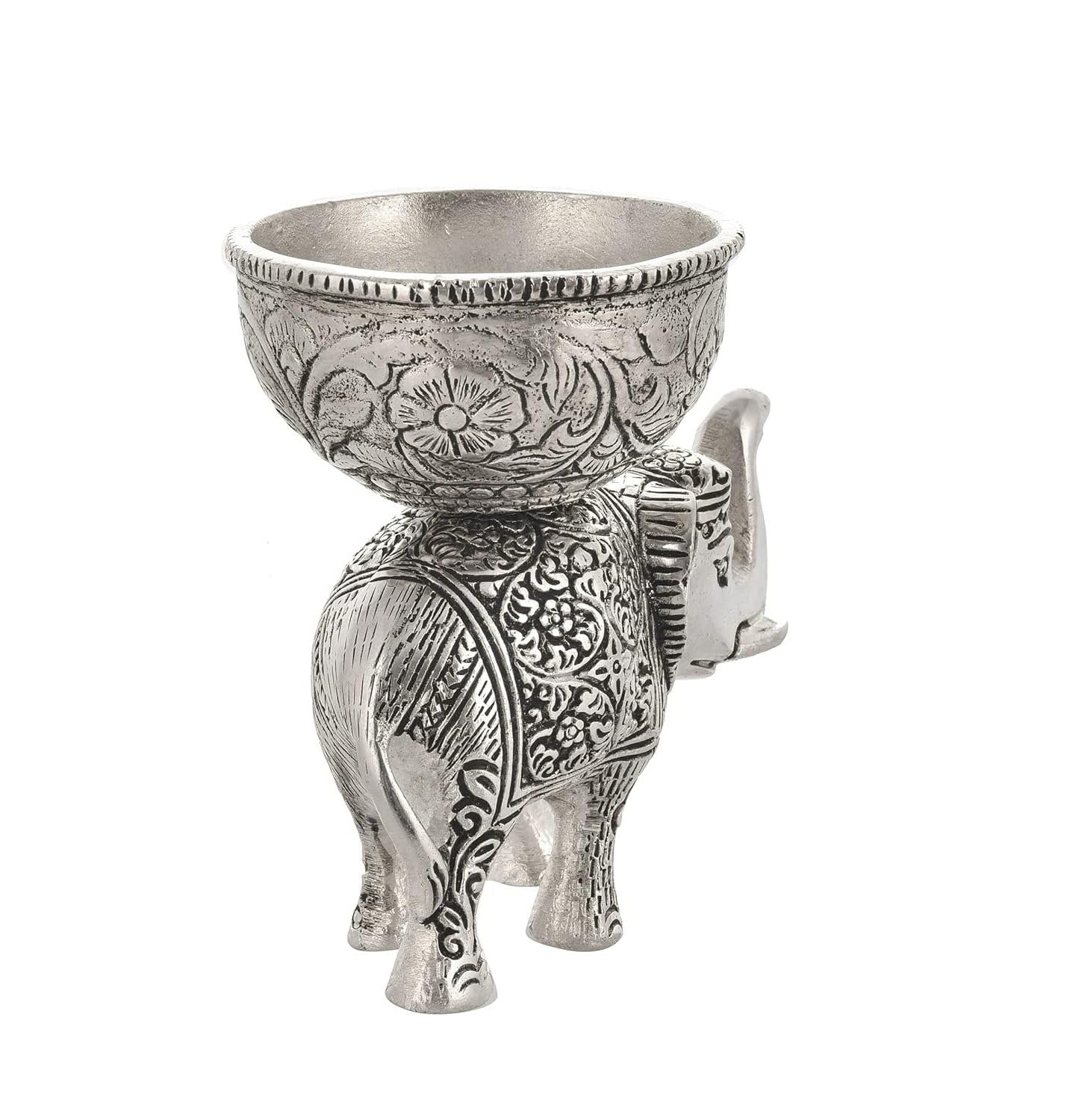KridayKraft Metal Elephant Dry Fruit Bowl Showpiece Silver Polish for Your Home,Office Table Decorative,Elephant Showpiece Bowl Set (2 Pcs) for Gift,Animal Figurines...
