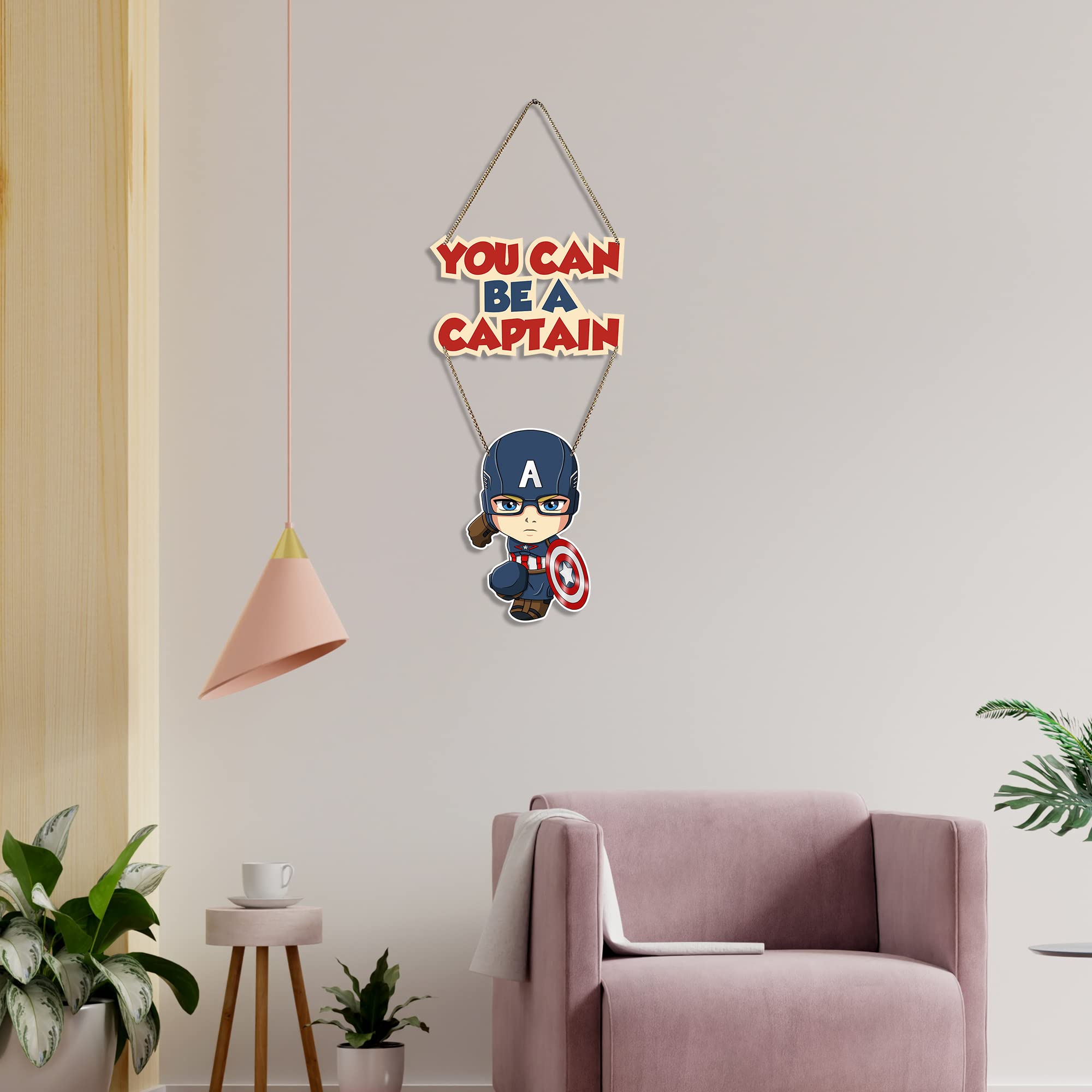 Artvibes Captain America Printed Wood Wall Hanger with Quote for Home Decor | Office | Gift | Livingroom, Bedroom | Wooden Decorative Item | Modern Decoration | Designer Artworks Hangings (WH_5709N)