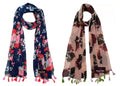 StoleVilla™ Women's Printed Poly Cotton Multicolored Scarf and Stoles with Tassels Set Of STF005