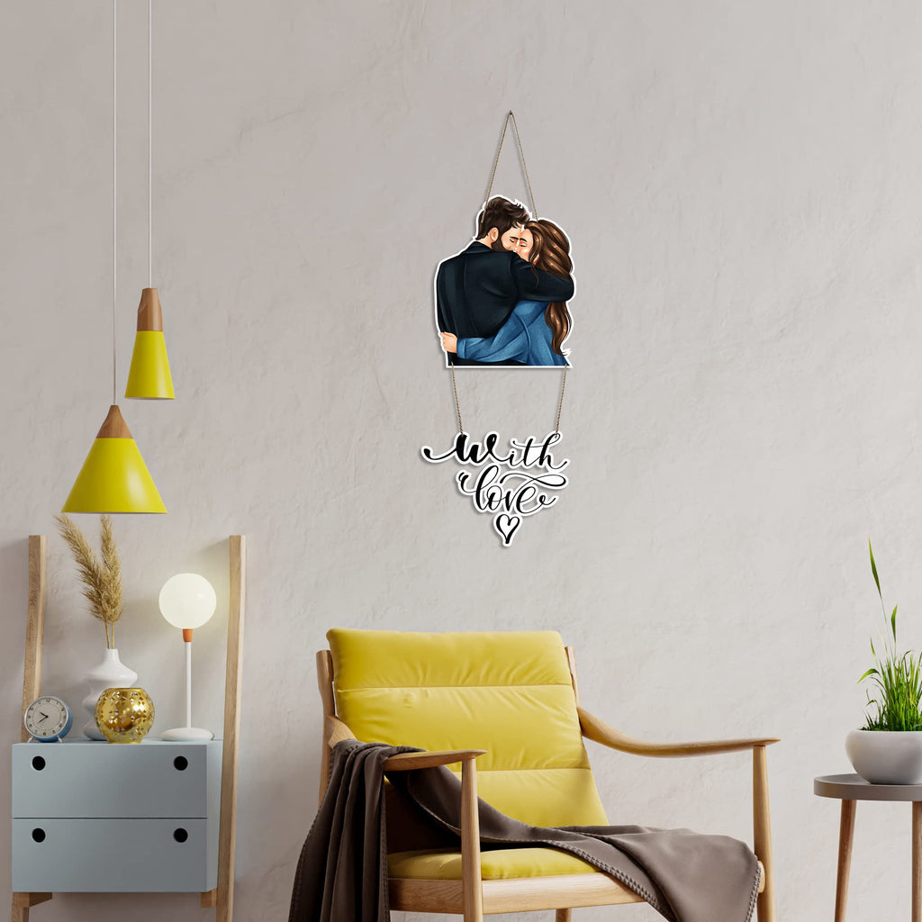 Artvibes With Love Printed Decorative Mdf Wood Wall Hanging For Home Decor | Valentine's Day | Quotes Decor Item | Gift Items For Girlfriend Boyfriend Husband Wife | Wall Art Print (WH_5708N)