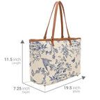 Boho Girl Toile Floral Tote Bag for Women/Girl | Handbags with Double Handle | Printed Totes for Women | Ladies Purse Handbag | College Bag for Girls (Blue)