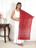 Gutthi Women's Cotton Stoles | Scarf Lightweight & Comfortable for All Seasons, Size (100X180 CM) (Red)