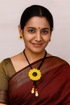 Handmade Sunflower Clay Jewellery Necklace with Earrings for Women and Girls