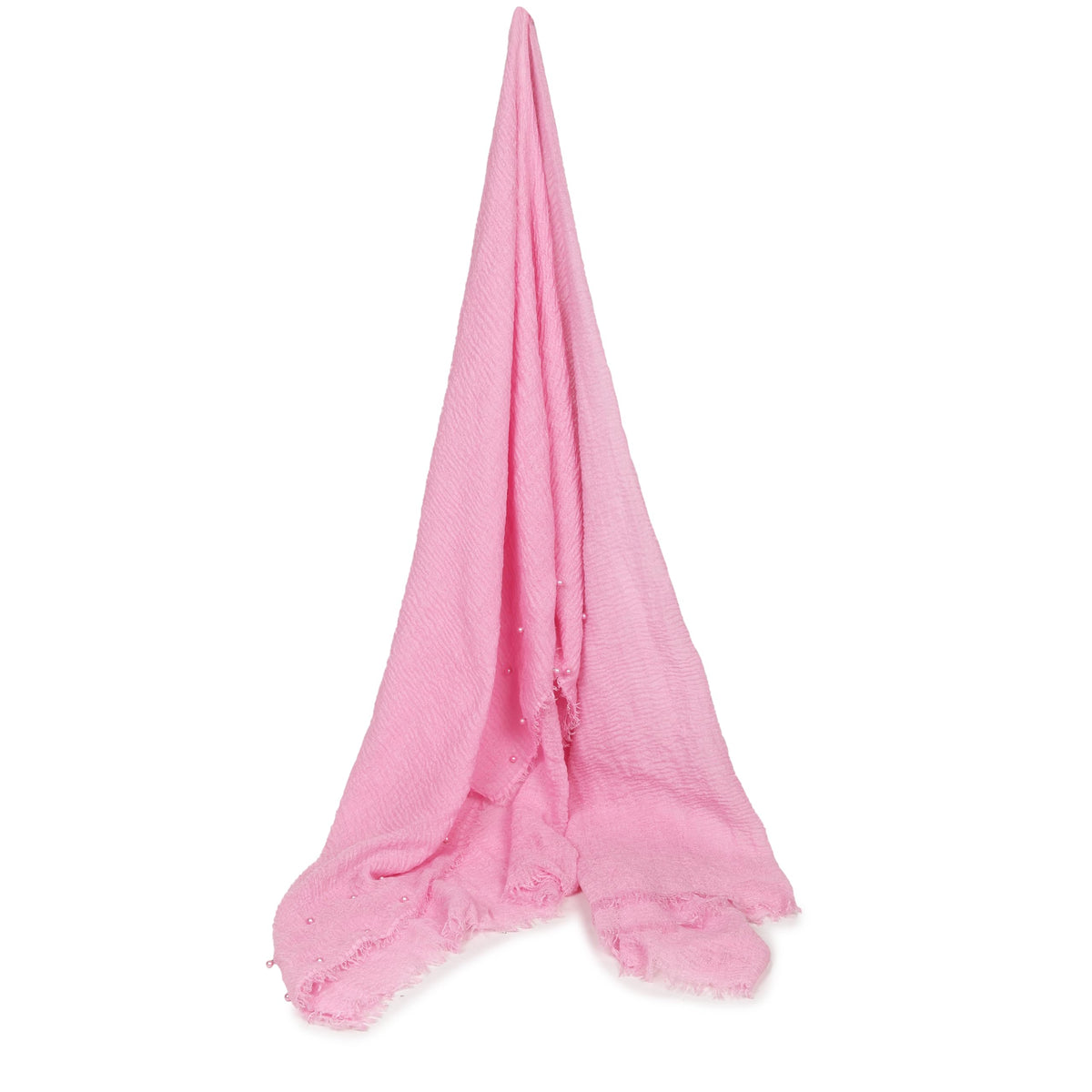IBA ISBA COLLECTIONS Crinckle Cotton Hijab | Scarves with Pearls Studded | 108 * 90 cms | (Light Pink 1)