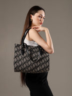 ENSAC Premium Cotton Jute Tote Bag for Women, Stylish Handbag for women with Zip Closure | Fit for Office Bag, College, Travel Use | Handcrafted in India