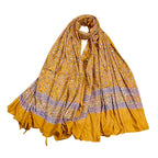 JAHAN TEXTILE mustard Floral Printed Scarf for Women | Soft Lightweight Dupatta/Stole with Tassels | Elegant Ethnic & Casual Wear Wrap | Stylish Designer Shawl for All Seasons (Mustard)