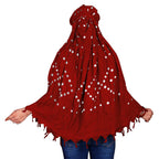 Vinsh Enterprise Cotton Long Scarf Cum Mask Scarves Usable for Vehicle Driver | White Printed Design | Universal Size | For Girl & Women | Soft & Breathable Sun Protection Light Weight (Red)
