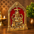 KridayKraft Metal Ganesha ji statue in woodan frem,Ganpati Wall Hanging Sculpture Idol and table top Your Home, Office,Religious Gift Article Decorative,Showpiece Figurines