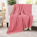 Tarantaran All Season Cotton Weaved Throw Blanket for Bed/Sofa 50x70 INCHES (Red) Kafalo