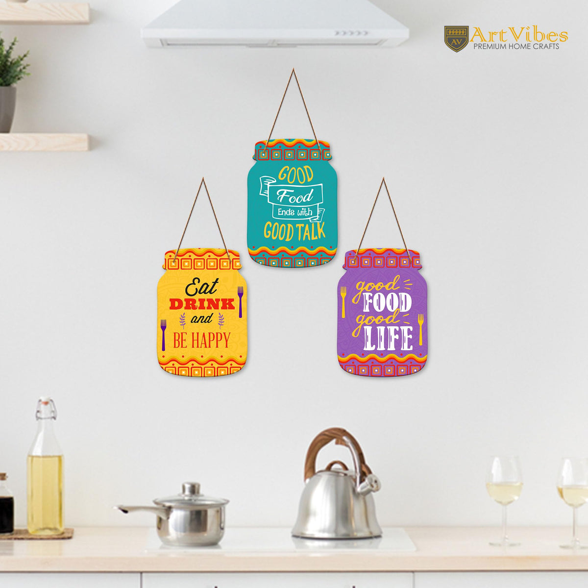 Artvibes Good Food Good Life Quotes Wall Hanger for Home Decor | Gifts | Wall Art | Decoration Wooden Hanging Items | Kitchen Wood Design | Quotes Decor Items | Decorative Artworks (WH_8909NN)