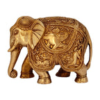 ARTVARKO Brass Elephant Trunk Down Ganesha & Animals Carving Vastu Hathi for Good Luck Success Prosperity Home Decor Gift | (LxWxH): 8x4x5.5 Inches Weight 3.2 Kg