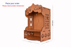 AR ART Beautiful Wooden Pooja Stand for Pooja Mandir and Temple, Wall Mounted for Office and Living Spaces, Size (L-10.5, W-8.25, H-14 Inch) (Light)