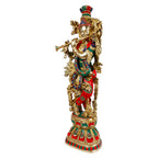 ARTVARKO Big Brass Lord Murli Manohar Krishna Idol Krishan Decorative Showpiece Figurine for Pooja Room & Gift 25 Inch