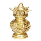 ARTVARKO Brass Laxmi Ganesh Kalash with Coconut Lakshmi Ganesha Kalash Manglam Nariyal Leaf Puja Temple Home Decorative Items 6 Inches