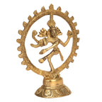 ARTVARKO Brass Lord Shiva Nataraja Idol 5 Inch | Premium Dancing Shiva Murti for Home Temple, Mandir & Puja | Traditional Religious Brass Sculpture for Home Décor & Gift