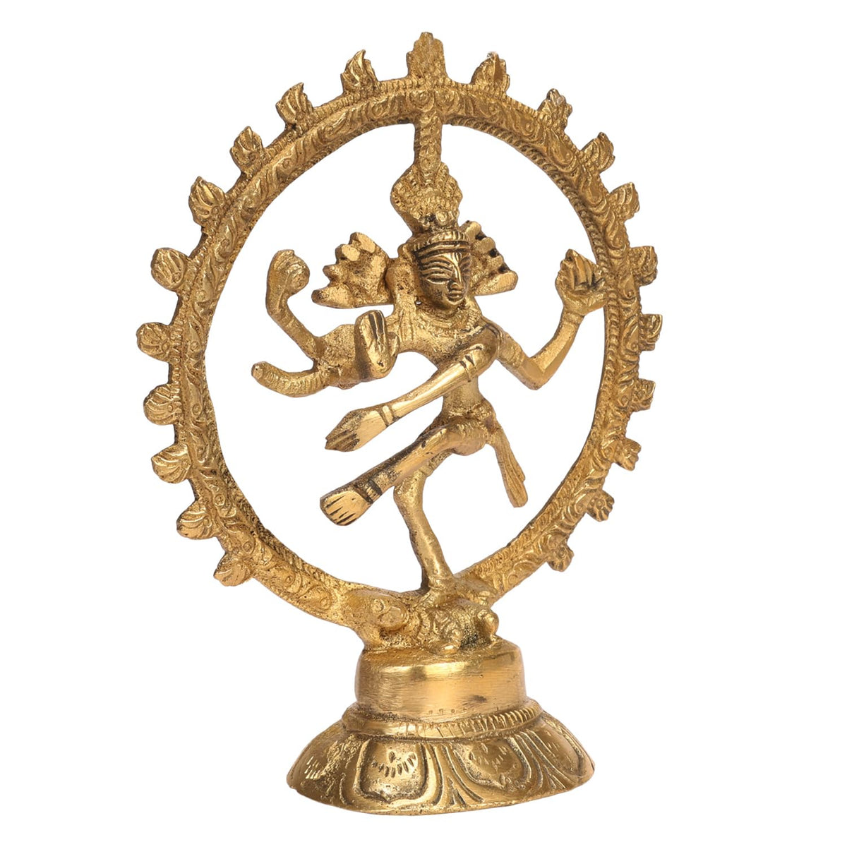 ARTVARKO Brass Lord Shiva Nataraja Idol 5 Inch | Premium Dancing Shiva Murti for Home Temple, Mandir & Puja | Traditional Religious Brass Sculpture for Home Décor & Gift