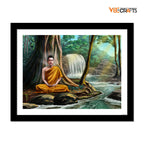 VIBECRAFTS Premium Wall Frame Painting of Peaceful God Buddha Digital Reprint Posters with Synthetic Wooden Frame Home, Office Decorative Gift Item(15 inch x 12 inch)(PFVC1Pcs2H_401)
