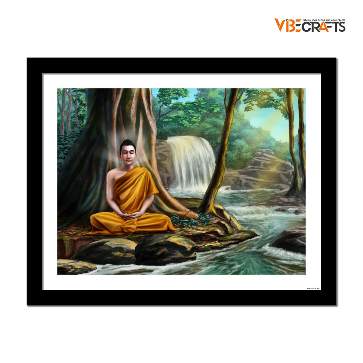 VIBECRAFTS Premium Wall Frame Painting of Peaceful God Buddha Digital Reprint Posters with Synthetic Wooden Frame Home, Office Decorative Gift Item(15 inch x 12 inch)(PFVC1Pcs2H_401)