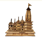 SHUCHI ESSENTIALS Ram Mandir Ayodhya Wooden Model with 3D Ram Lalla Idol, Miniature Pooja Temple Showpiece for Home Decor, Pooja Room, Office Desk and Spiritual Religious Gift, 5.5x3x6 Inch
