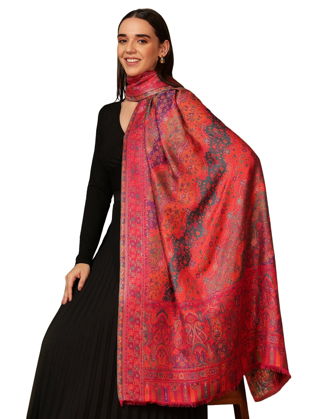 Pashmoda Women Libaas Zari Kaani Fine Wool Shawl (Size: 40x80in, 101x203cm) RSS44