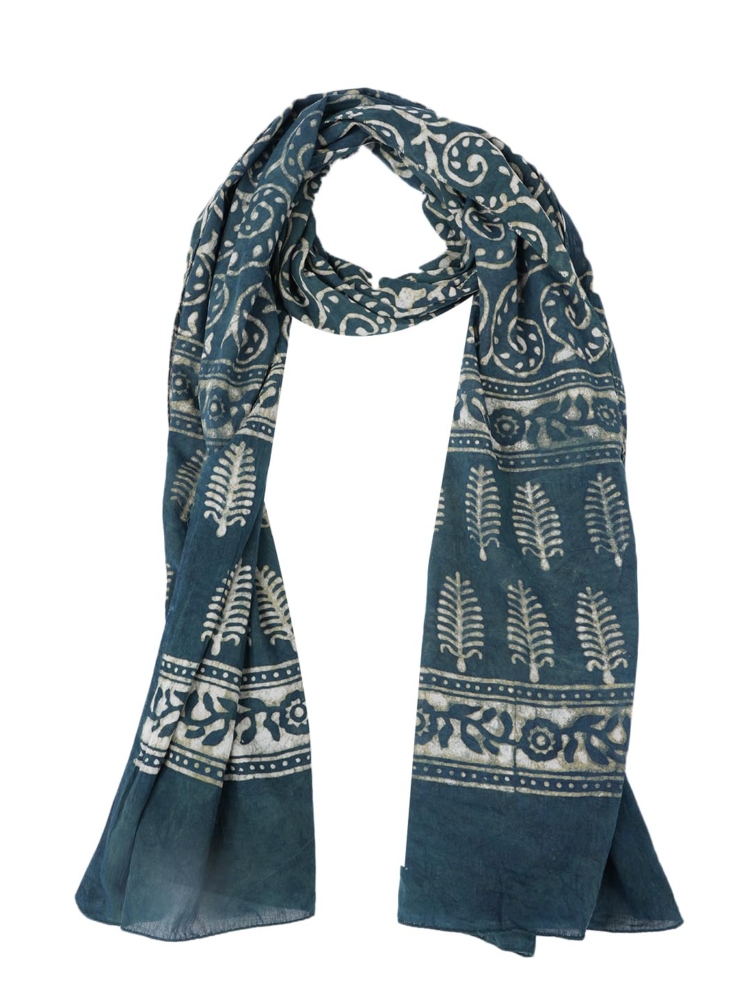 RAI SAHAB Printed Cotton Women Scarf, Stole, Fancy Scarf(ST-124GRN10)