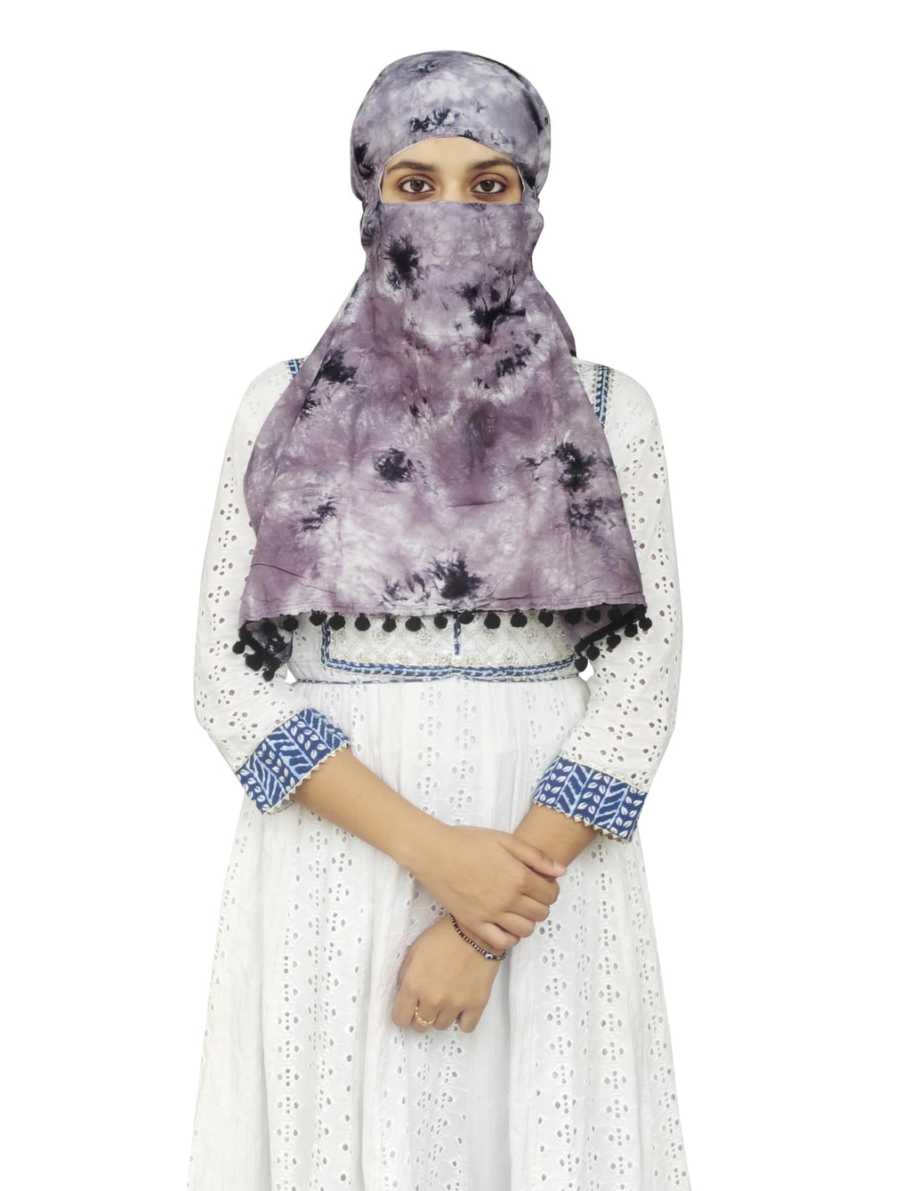 Switchon Rayon Mill Tie Dye Innovative Scarf For Female With Closer 4 Inch Hook And Loop Tape Size Adjustable (Gray)