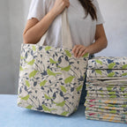 Econest Premium Canvas Tote Bags for Women with zip closer | unique tote bag for Girls, 100% Organic Cotton | beach | gift | office, school & Daily Usable strong handbag (B SPARROW)