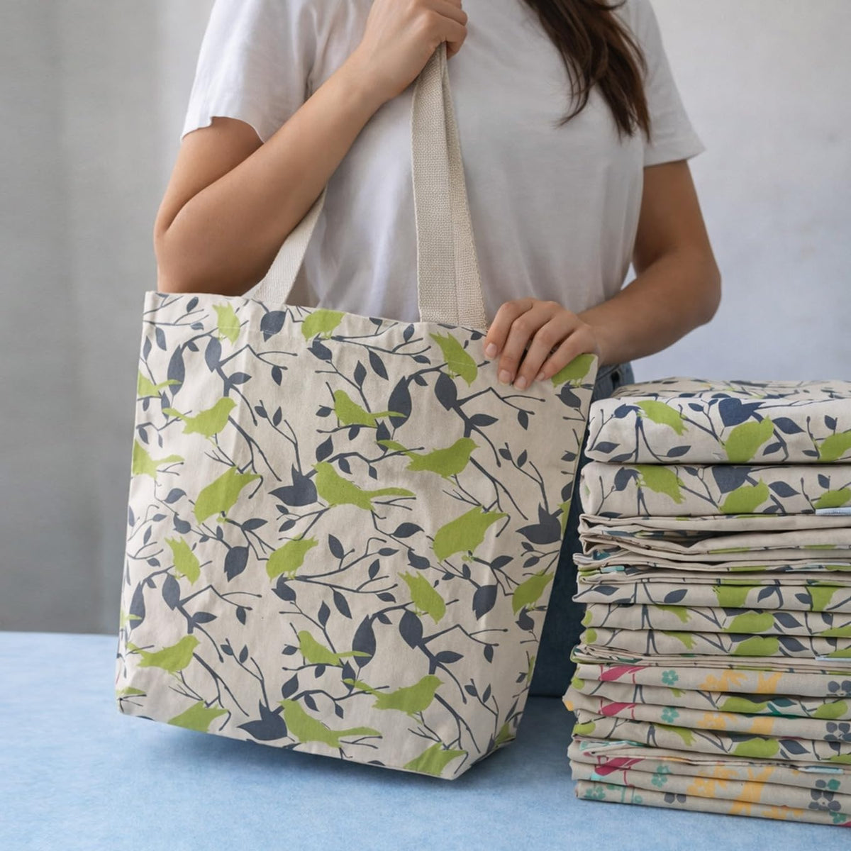 Econest Premium Canvas Tote Bags for Women with zip closer | unique tote bag for Girls, 100% Organic Cotton | beach | gift | office, school & Daily Usable strong handbag (B SPARROW)