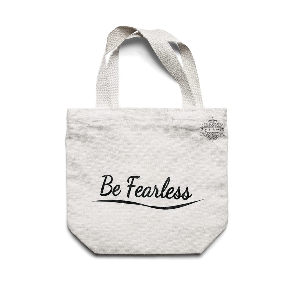 Style Homez Classic Eco-Friendly & Reusable Cotton Canvas Grocery Tote Bag, Medium Size 16 x 14 Inch Natural Color (BE FEARLESS)