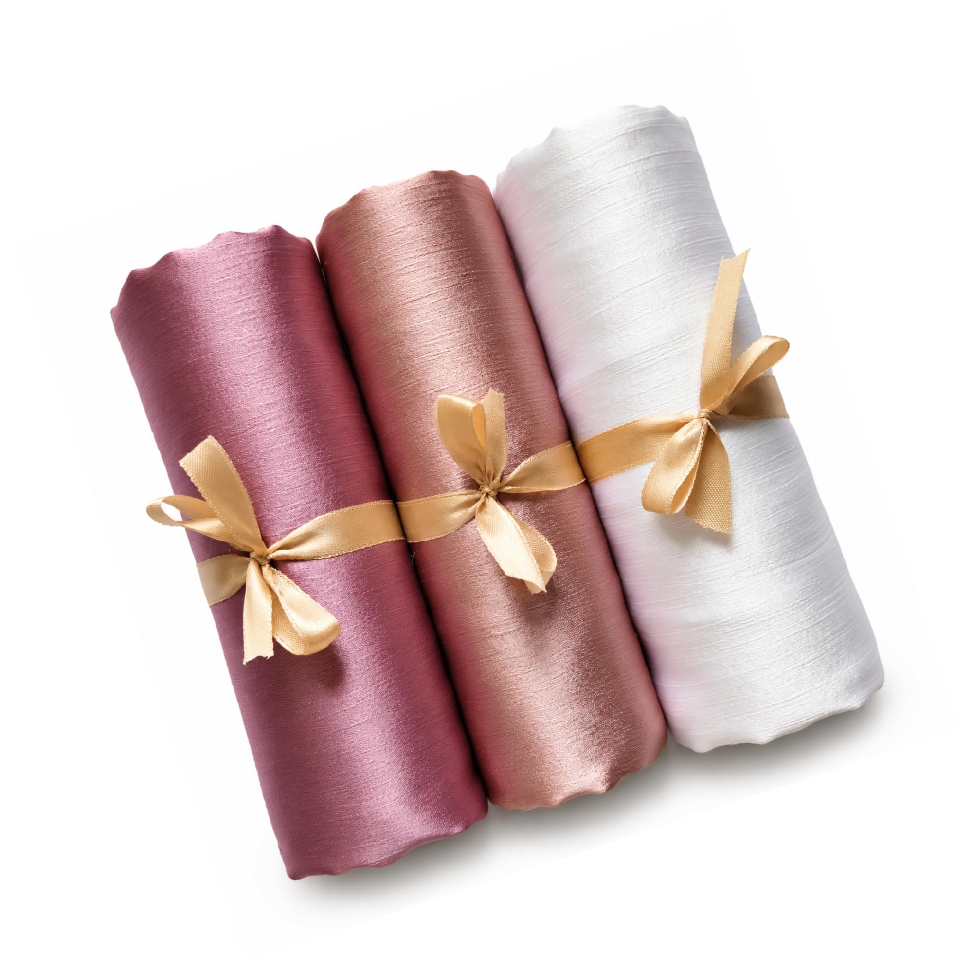 Leaf & FEATHER™ Muna Satin Hijab Scarf for Women | Pack of 3 Hijab Set | 200 x 70 cm | Silky Smooth & Lightweight | Premium Everyday Color Collection (5. Blush Pink - Rose Taupe - Ivory white)