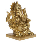 ARTVARKO Brass Lord Ganesha Bhagwan Sitting on Lotus Ganesh Ganpati Idol Figurine for Home Office House Warming Statue Murti for Decoration and Pooja Gifting (Small 7x5x8 CM)
