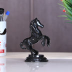 KridayKraft Jumping Horse Metal Statue for Wealth Table Top Figurine for Living Room Bedroom Home Office Animal Decorative Showpiece Feng Shui Vanstu Sculpture for Gift Purpose. (Black)