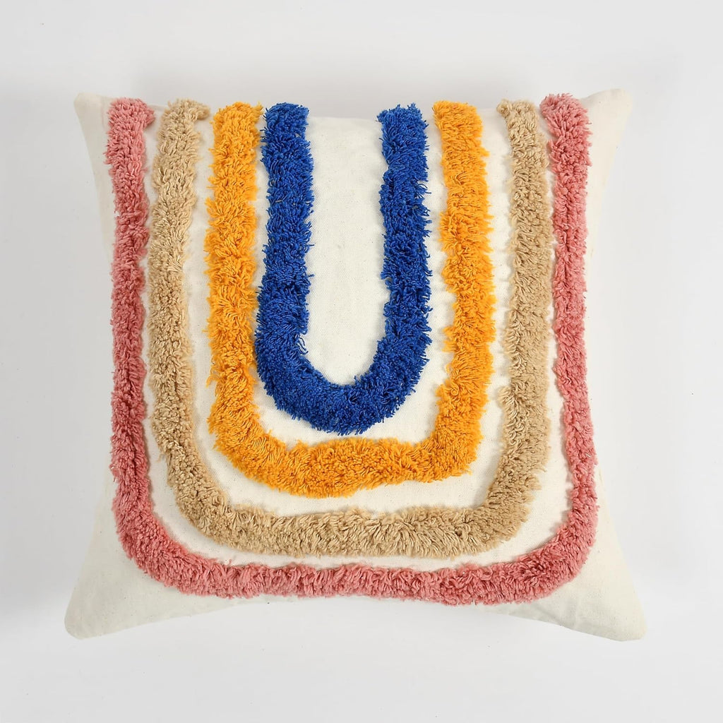 Furnistitchs Premium Decorative Throw Cushion Pillow Cover Boho Home Decor - Living Room Bedroom Couch Sofa Cushion Covers 16 inch x 16 inch (1, Rainbow)