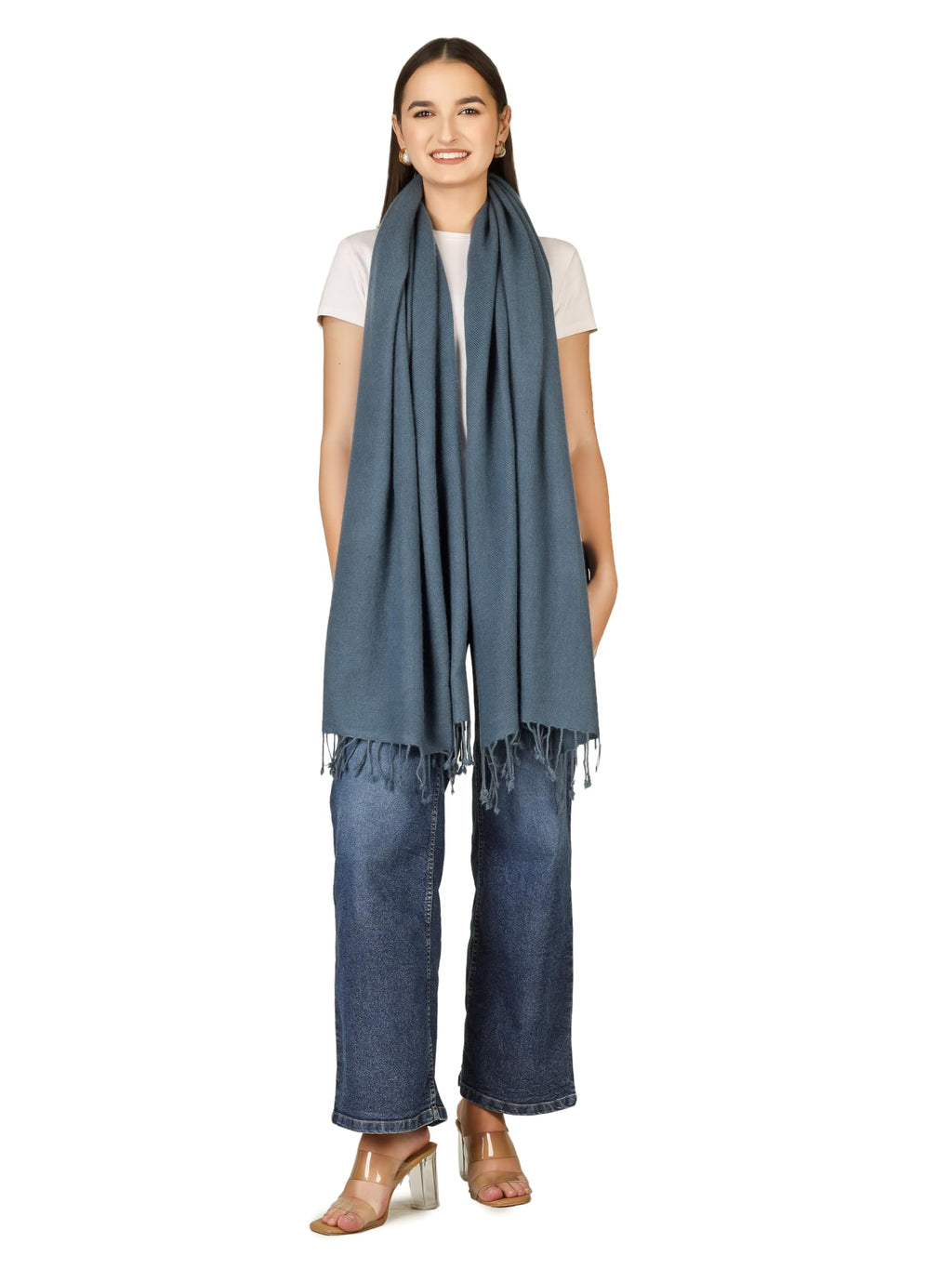VERAME Pure Pashmina Stole for Women | Thick & Ultra Soft Solid Winter Shawl | Luxury Plain Warm Pashmina Wrap for Winter, Weddings and Parties (GREY)