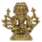 ARTVARKO Brass Idol Gayatri MATA Devi Sitting on Lotus, Savitri Hindu Goddess, Mother of Vedas, for Puja Mandir Temple Gift Décor(Small Gold 7x3x7 Cm)