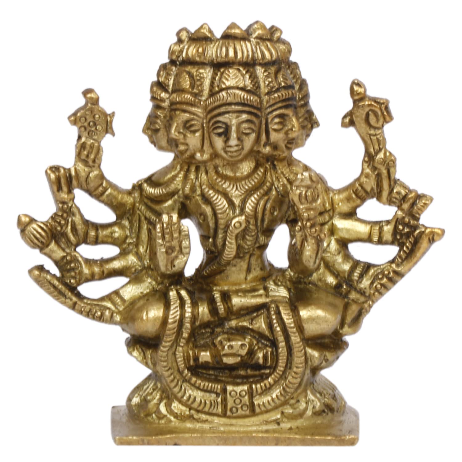 ARTVARKO Brass Idol Gayatri MATA Devi Sitting on Lotus, Savitri Hindu Goddess, Mother of Vedas, for Puja Mandir Temple Gift Décor(Small Gold 7x3x7 Cm)