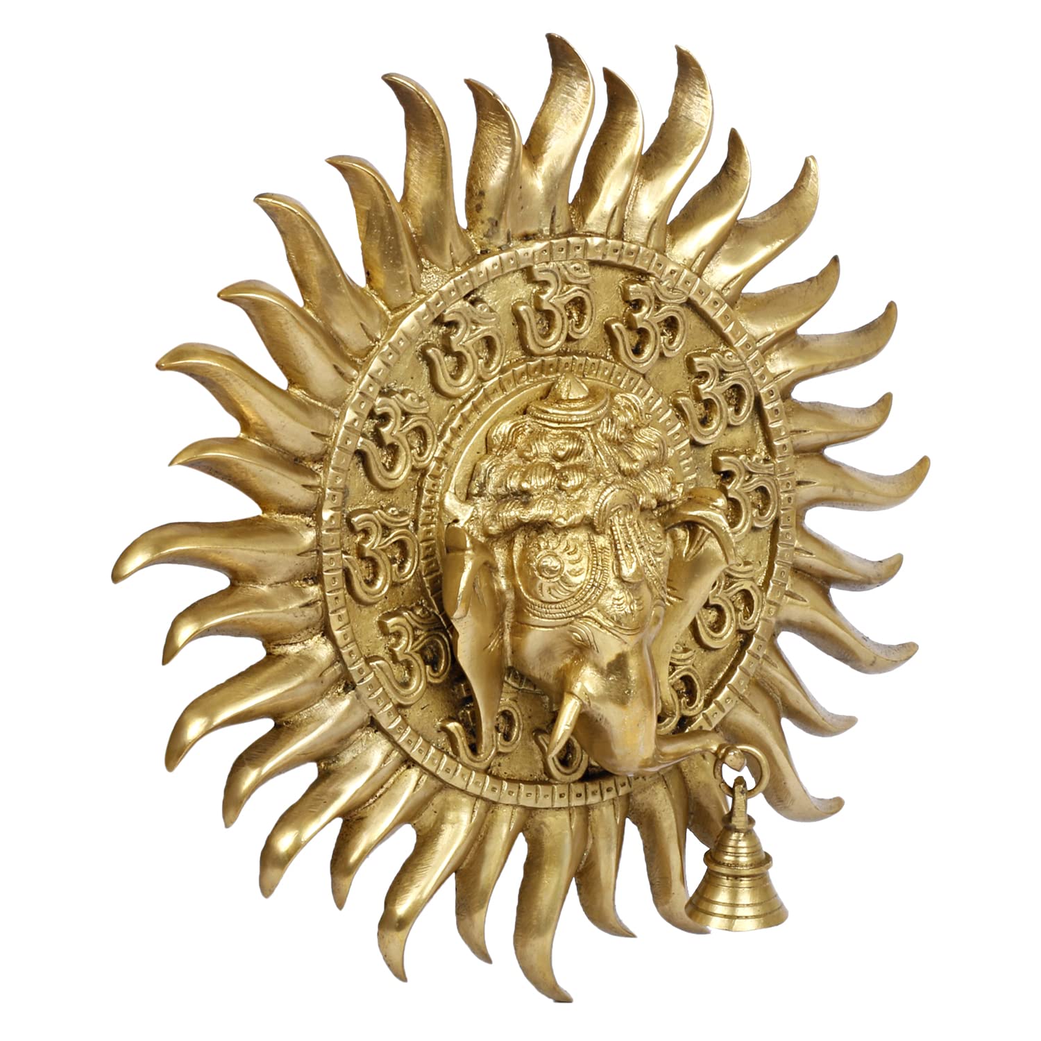 Svarup Brass Om Sun Ganesha Ganesha Wall Hanging for Home Office Entrance Puja Gift 11 Inch.